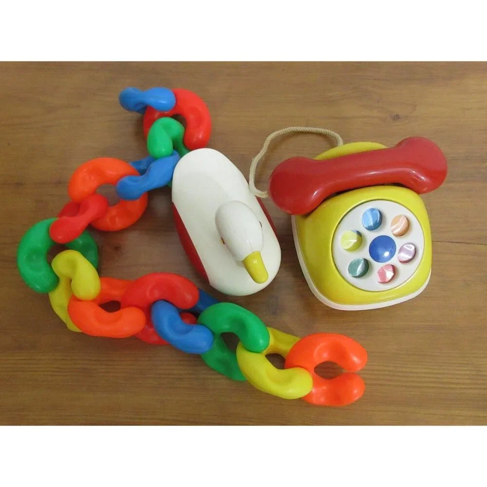 Infant Baby Toy Lot 3 Piece Sensory Learning Floating Duck Phone Colorful Rings